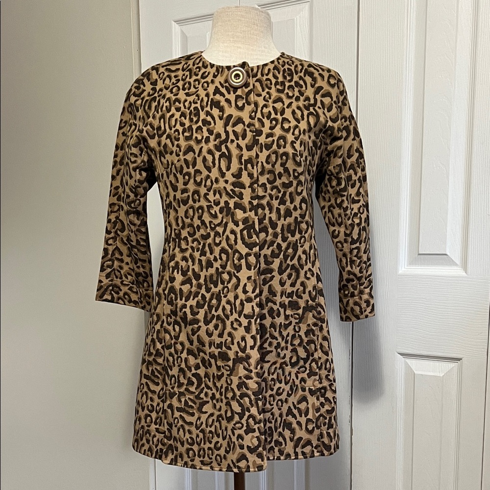 Carol Anderson Leopard Print Coat with Three Quarter Length Sleeves Size XS